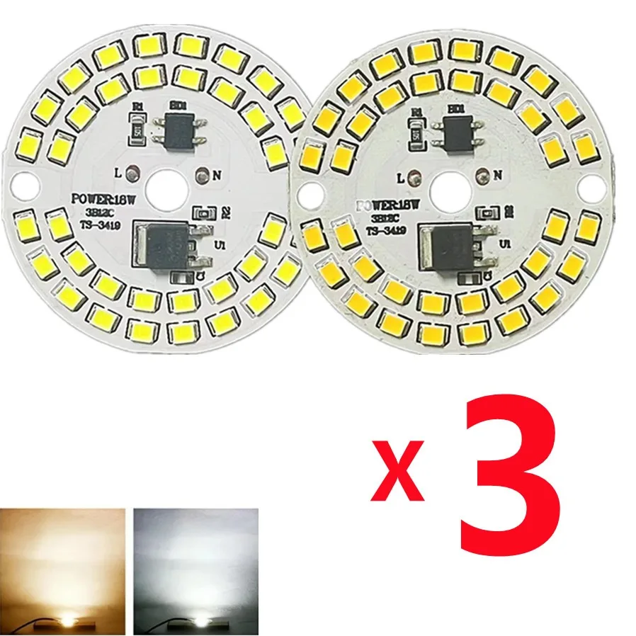 3PCS AC220V LED Chip for Lamp Bulb 5W 7W 9W 12W 15W 18W SMD 2835 Led Round Bulb Chips Light Beads Lighting Spotlight Bulb Chip