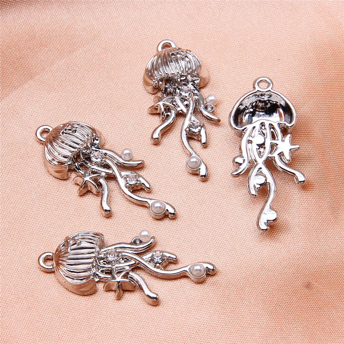 10pcs sweet and cool style fantasy three-dimensional jellyfish pendant niche design earring necklace bracelet DIY jewelry alloy