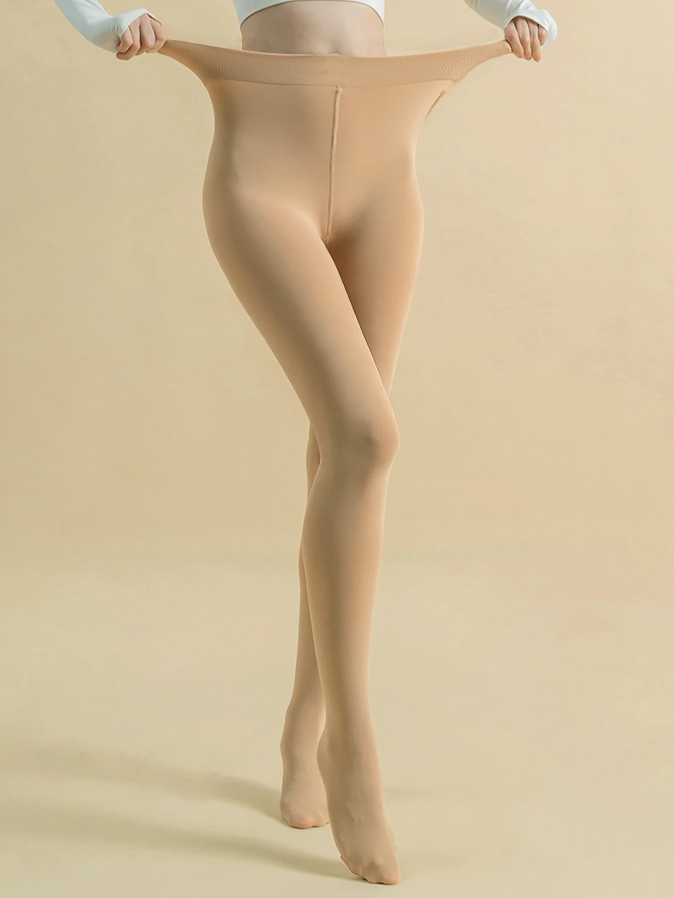 1/2 set of women\'s opaque fleece warm tight pants, fashionable high elasticity bottom pantyhose