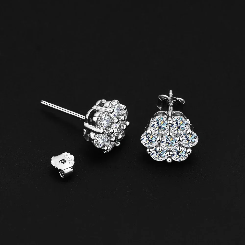 3/5mm Moissanite Diamond Stud Earrings with Gra Certificates 925 Sterling Silver Flower Shape Ear Studs for Women Fine Jewelry