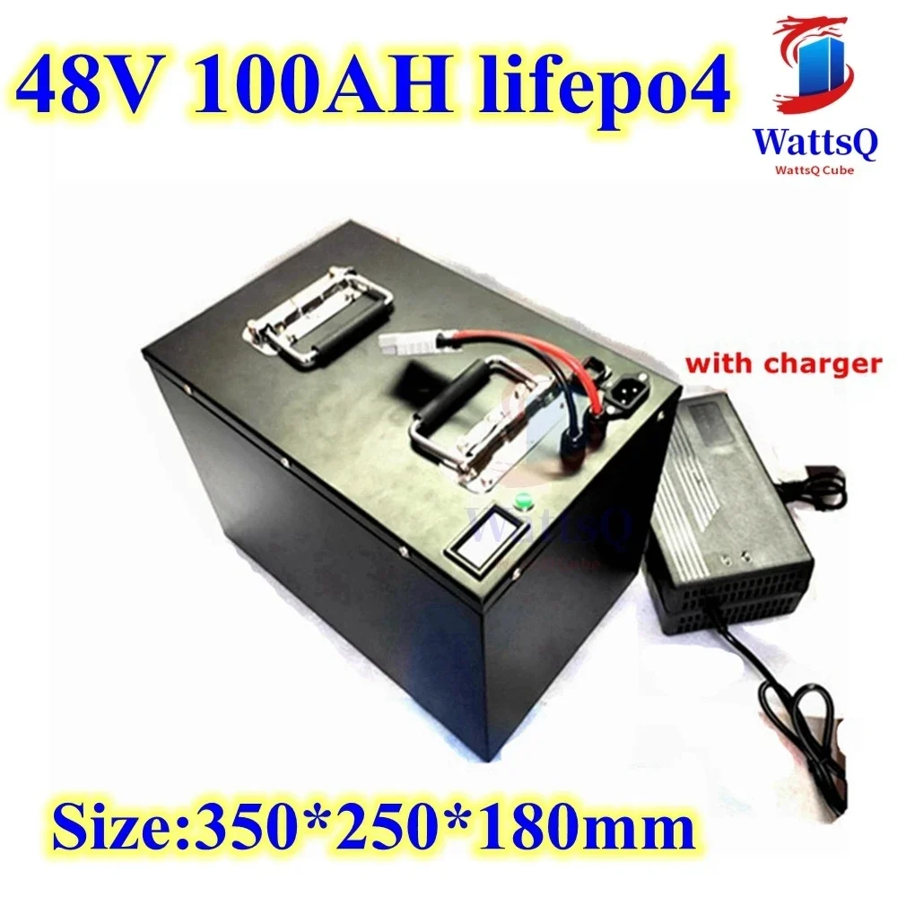 

lifepo4 battery pack 48v 100AH batterie with BMS for electric tricycle golf cart boat EV RV camper scooter + 10A charger