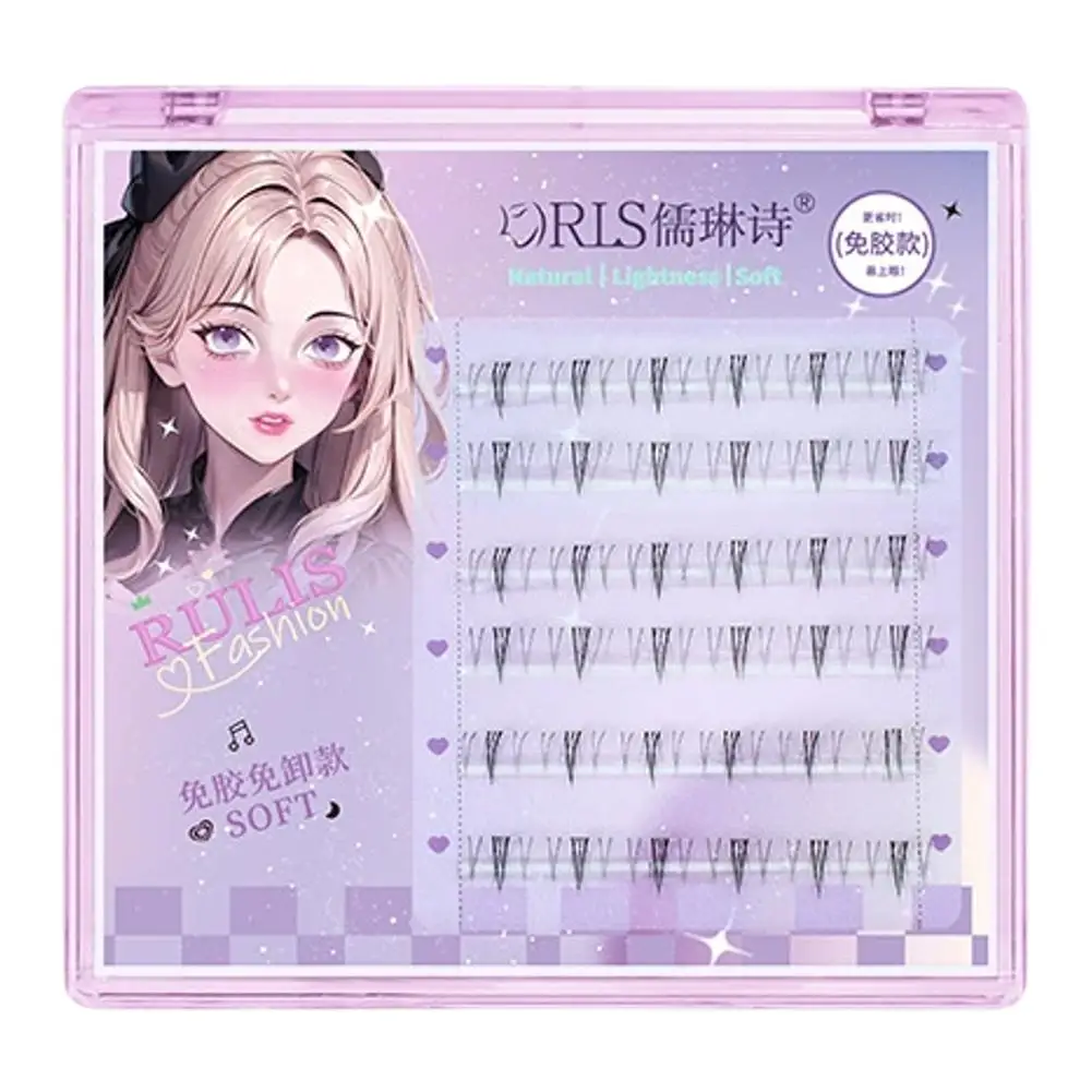 Glue-free lower false eyelashes Natural self-adhesive Individual Cluster Ultra-thin lash stems DIY Eyelash Extension Makeup Tool