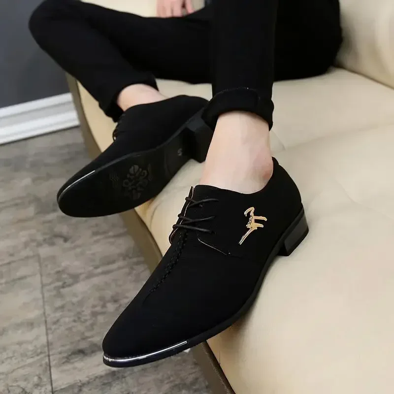 Fashion Designer Men's Derby Shoes Lace-up Business Formal Wear Shoes British Style Black