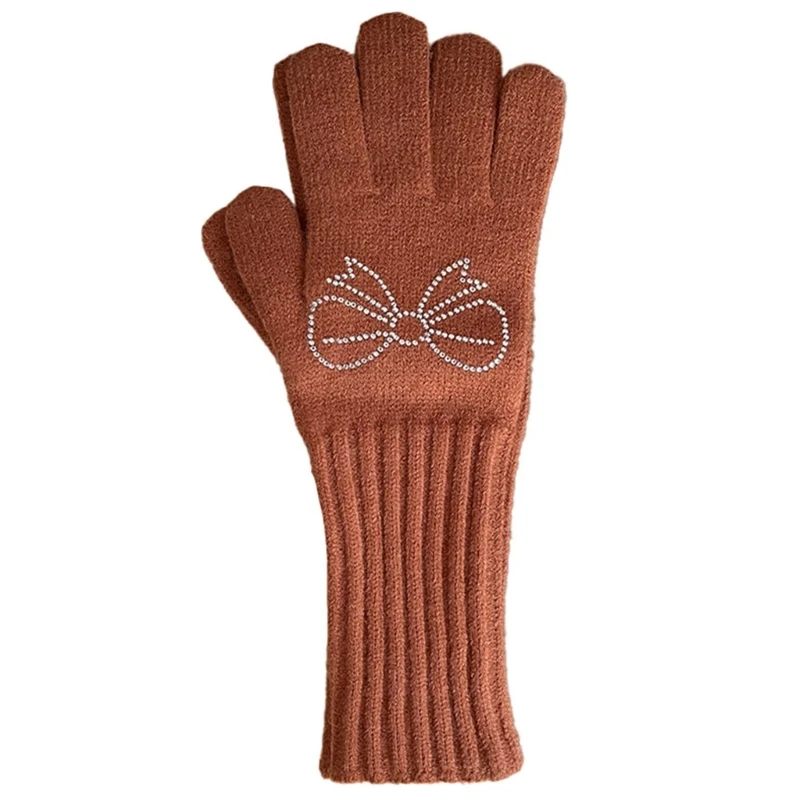 2pcs Bows Pattern Mittens Trendy Female Mittens Outdoor Activity Warm Gloves for Evening Wear and Outdoor Use Dropshipping