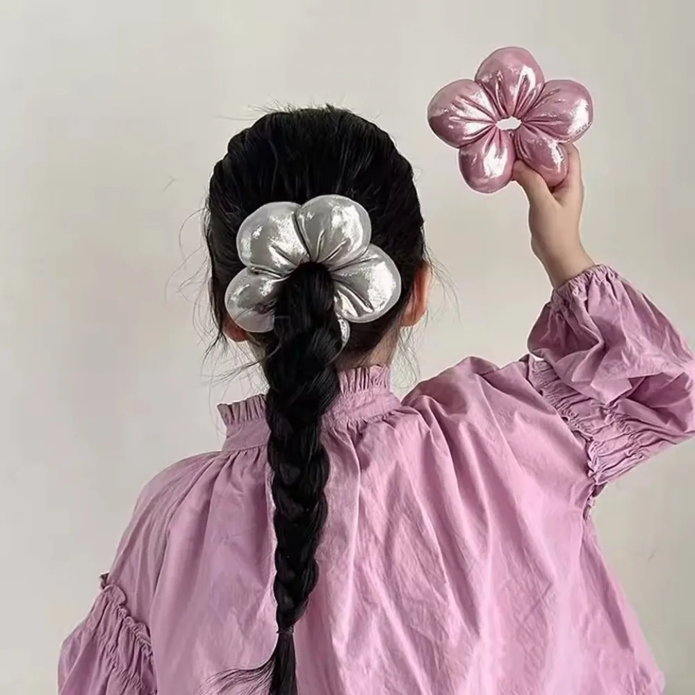 Coleteros coreanos bonitos con flores, bandas elásticas a cuadros de moda, accesorios para el pelo de niña, diademas para coleta y moño.