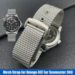 20mm 22mm Stainless Steel Strap for Omega for Seamaster 300 Diving 007 Luxury Mesh Bracelet Business Men Women Watch Accessories