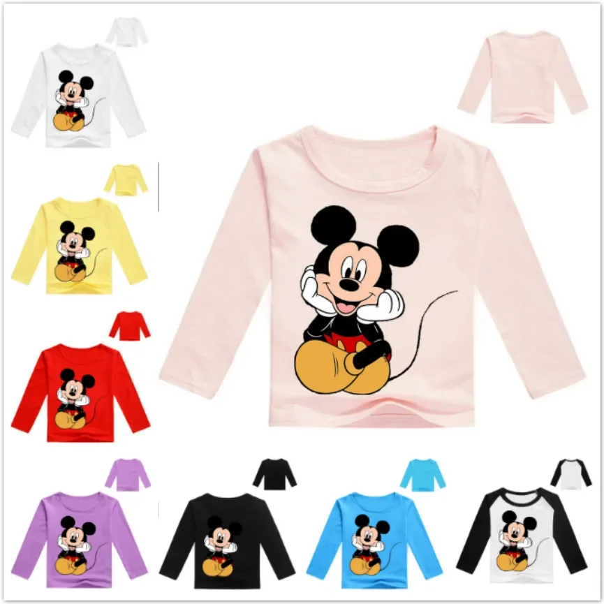 Spring Children Cartoon Mickey Mouse T Shirt Boys Clothes Girls Long Sleeve Tshirt Baby Kids Tops Tees Costume Sweatshirt Pajama