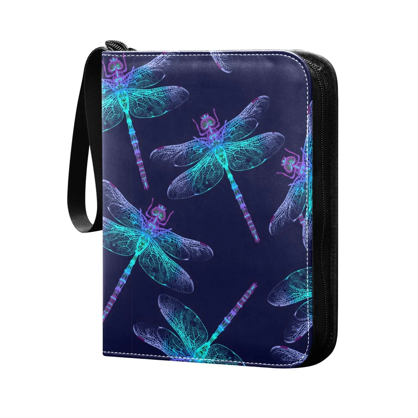 

Dragonfly Dark Blue 4 Pocket Card Binder, 400 Double Sided Pocket Album for Sport Game Cards, Unique Card Collection Storage