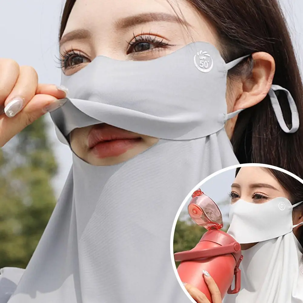 

Летняя маска-балаклава из ледяного шелка для женщин, защита от солнца UPF50+, анти-УФ, для активного отдыха, велоспорта, пеших прогулок, 360° защита ° Защита для лица и шеи