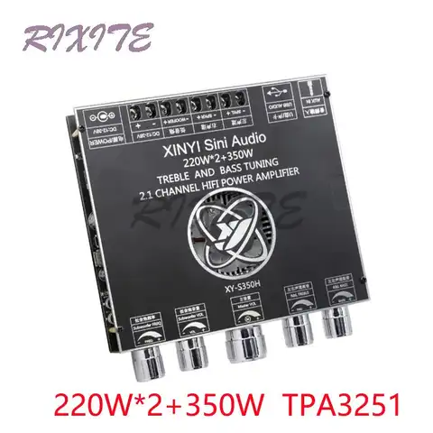 220W*2+350W Bluetooth 5.1 TPA3251D2 서브우퍼 오디오 전력 증폭기 보드 2.1 채널 클래스 D 오디오 증폭기 홈 시어터 AUX