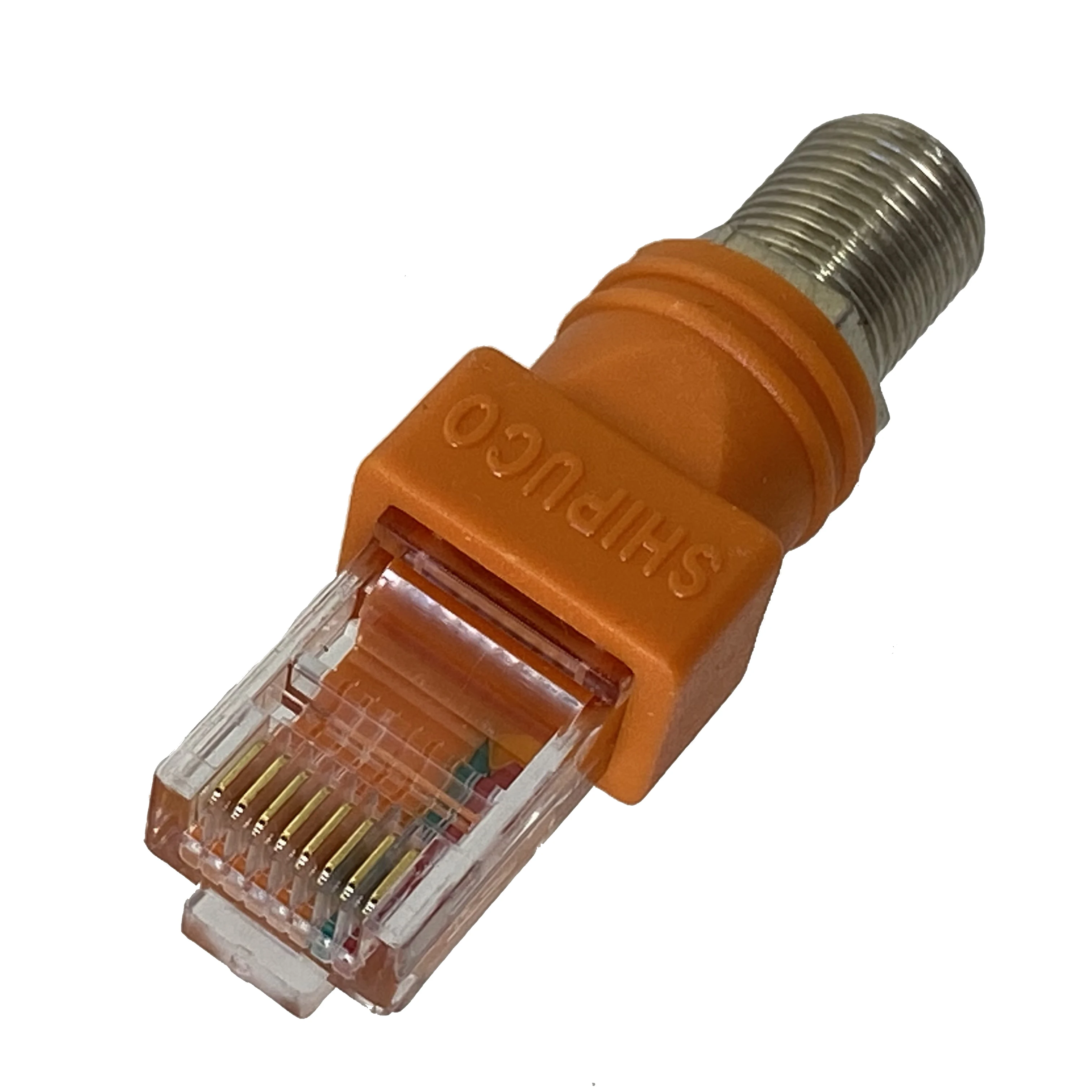 Conector hembra de TV F a RJ45, enchufe macho Coaxial, Coaxial acoplador de barril, adaptador RJ45 a conector RF, 1 piezas