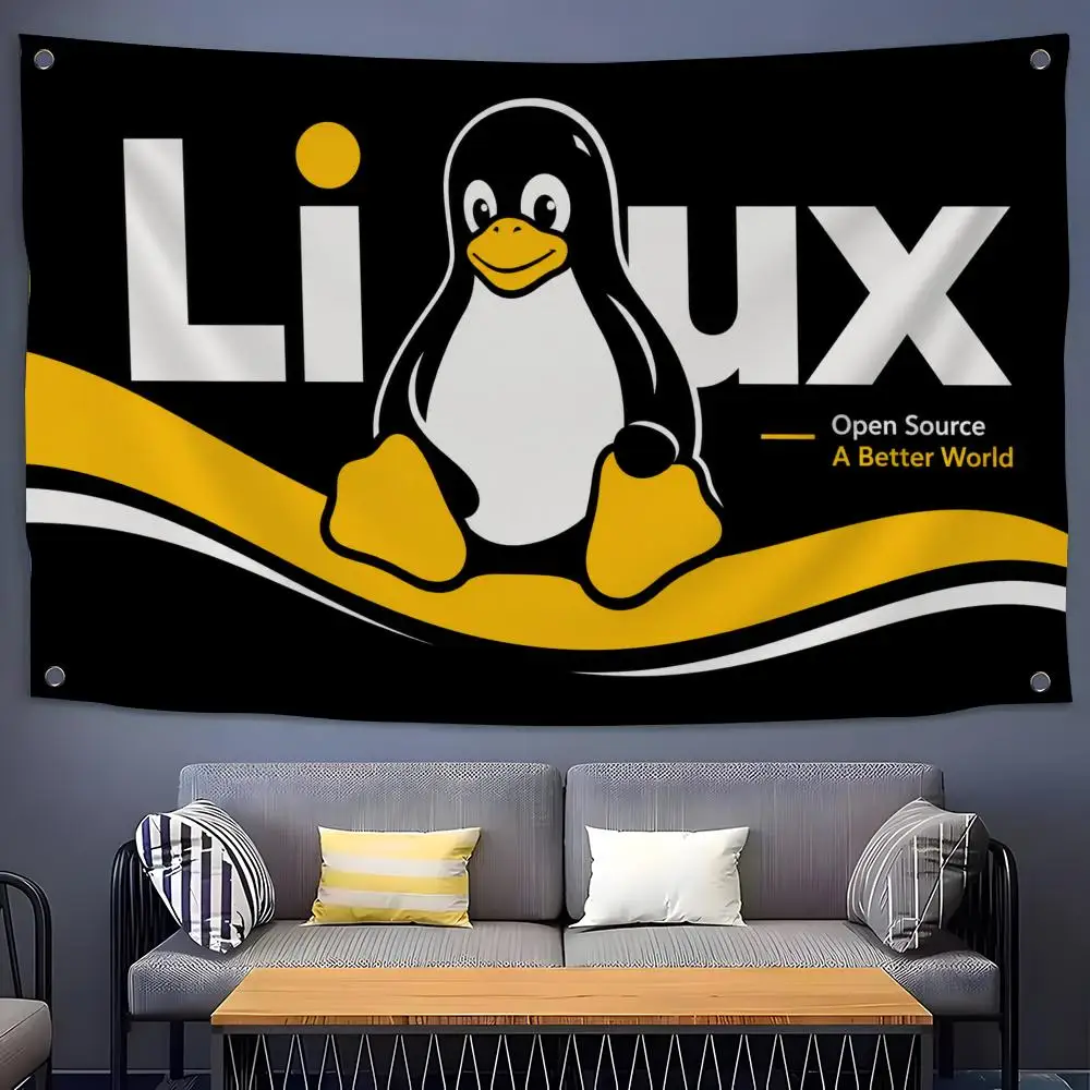 OS Tux (Linux) Flags Flags for Room, Bedroom, Home, Outdoor, Wall Hanging, Concert Print, Art Banner