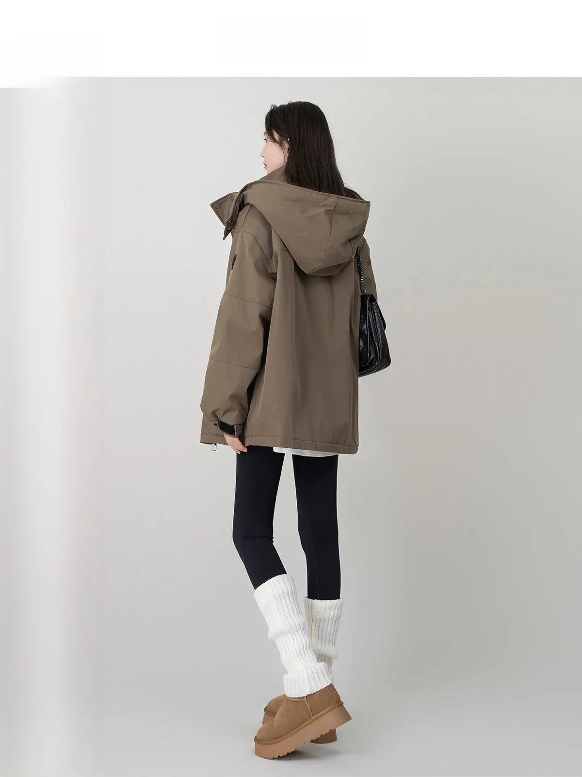 

Хлопковая рабочая одежда с волнистым яйцом Thiened Fce на подкладке, женская зимняя свободная верхняя одежда, повседневное пальто с меховой отделкой