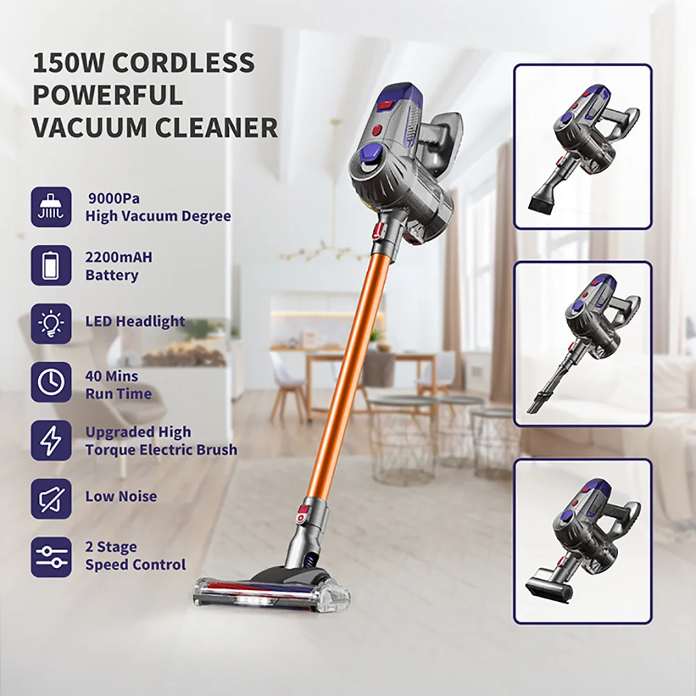 2023 NEW 9KPA Cordless Handheld Vacuum Cleaner LED Electric Sweeper 150w Dual Motor Household Car Mite Duster Cleaning Appliance