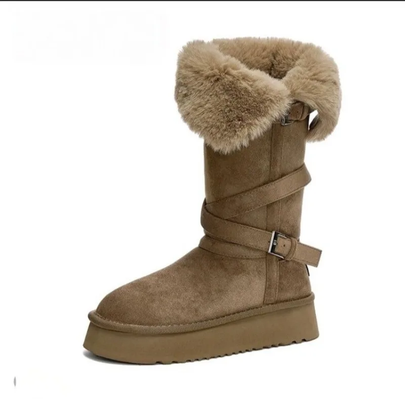 الكلاسيكية أفخم الثلوج الأحذية والعجل الأحذية النسائية الصوف الأحذية النسائية أحذية الشتاء الدافئة 2025 شتاء جديد مشبك الأحذية النسائية 455 #3