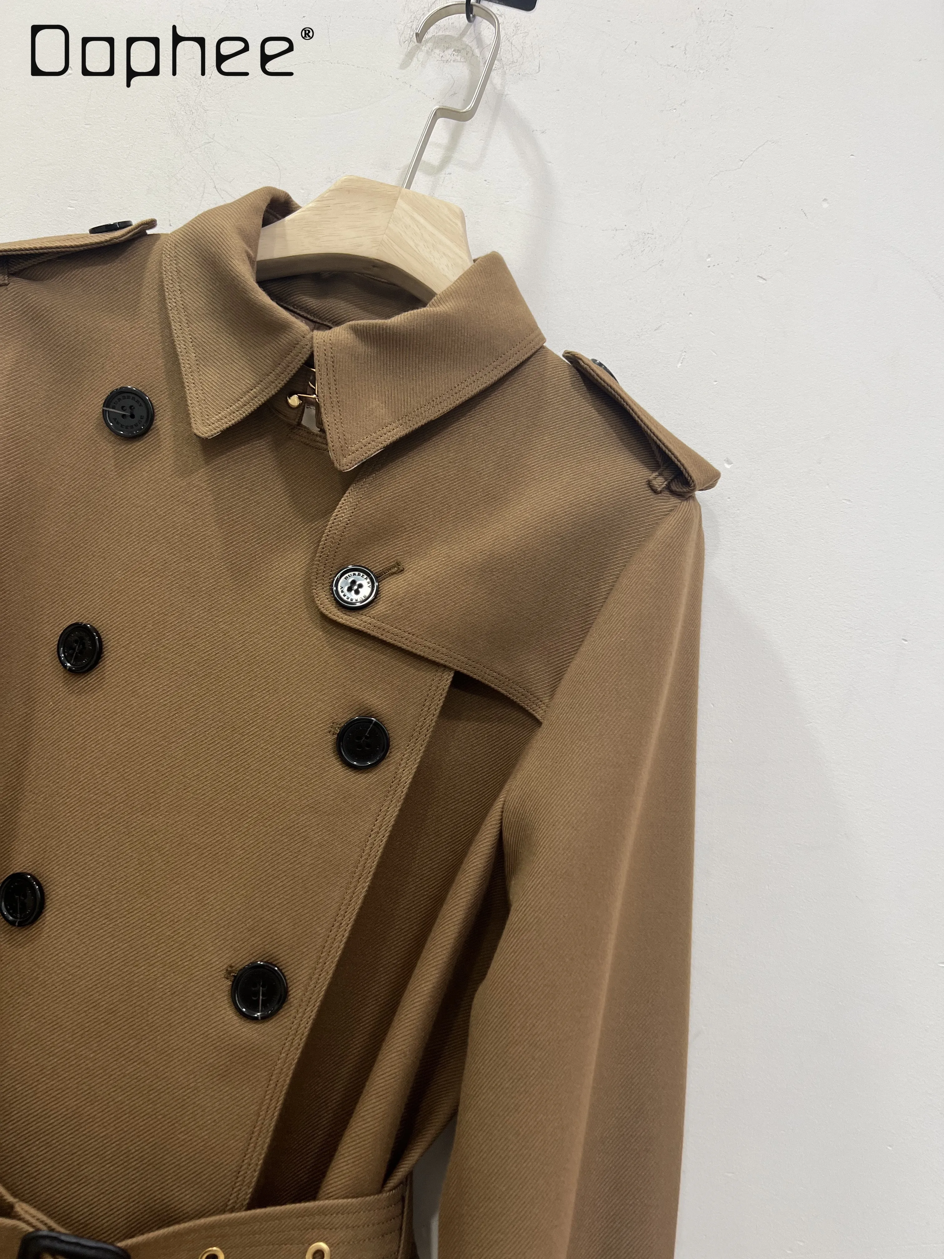 High End Temperament Classic Double-breasted Long Wool Coat Women French British Fashion Retro Slim Mid-length Trench Coats