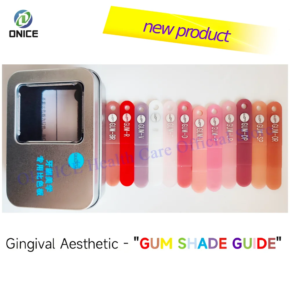 

New 12-Color SHOFU Dental Gingival Aesthetic Shade Guide - Professional Gum Colorimeter & Denture Indicator Tool for Dentists‌
