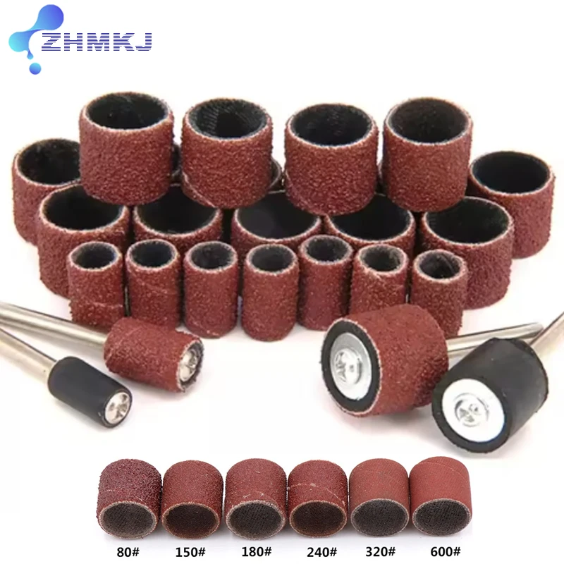 52pcs/Set Sanding Bands 80-600 Grits Sanding Drums for Dremel Nail Drill Rotary Abrasive Tools