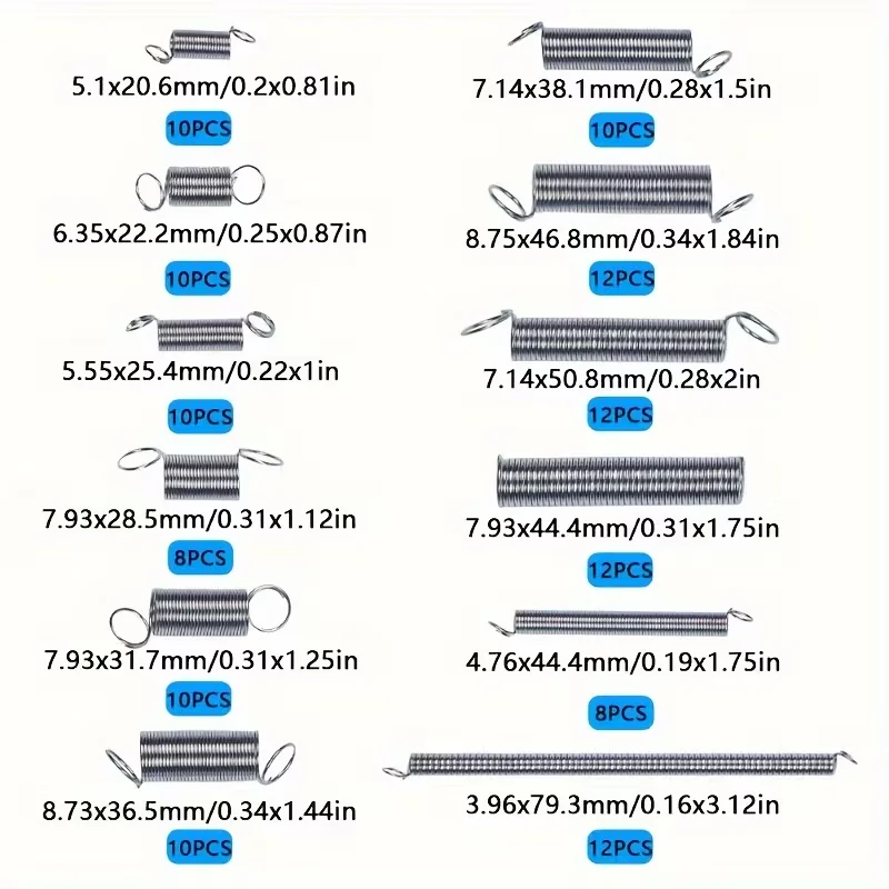 200PCS Stainless Steel Compression Spring Assortment Set Compression extension spring set Mechanical Repair DIY Hardware Tools