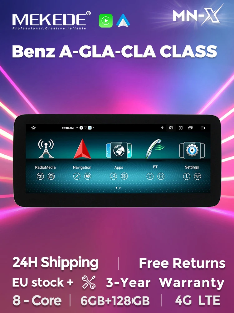 MEKEDE 10,25 Zoll Autoradio 6G 128G Kabelloses Carplay Android 14 Auto für Mercedes-Benz A-Klasse W176 GLA X156 CLA C117 G-Klasse W461 W463 Multimedia WIFI GPS Navi Intelligentes System