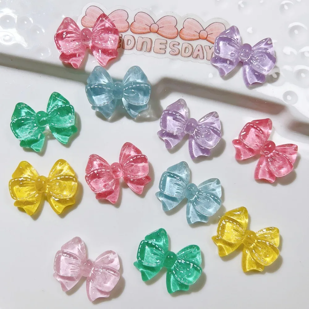 10pcs Kawaii Colour Butterfly Bow Flatback Resin Cabochon Scrapbooking for DIY Hairpin Jewelry Phone Decor Making Accessories