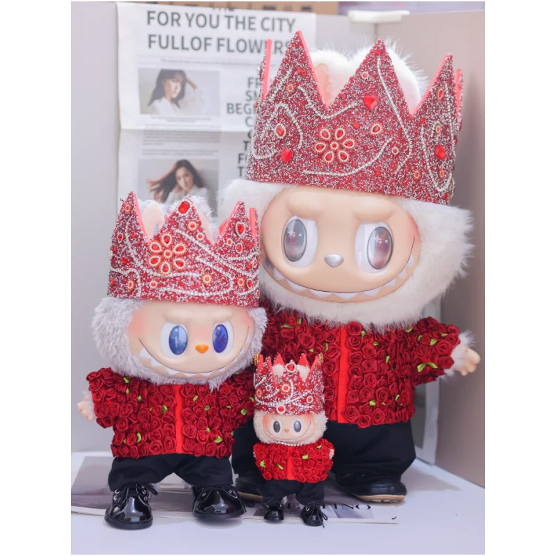 

15/17cm Red Rose Set Doll Clothes For Labubuv1 V3 Clothes Cute Doll Accessories Mini Gd Celebrities Same Style Dolls Costumes