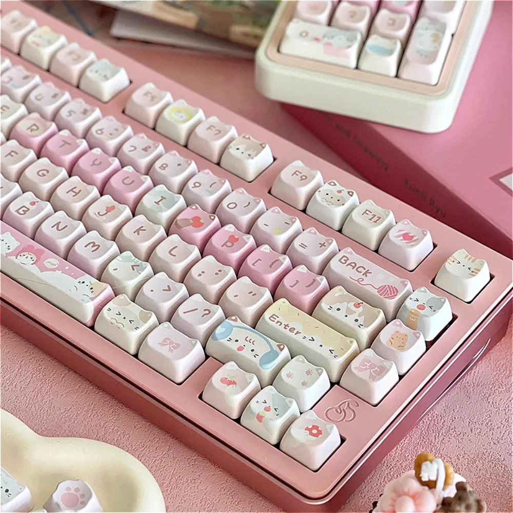 

Keyboard Keycaps, Meow Squad MAO 141 Keys PBT for Cherry MX 104/87/61 Mechanical Keyboard Accessories