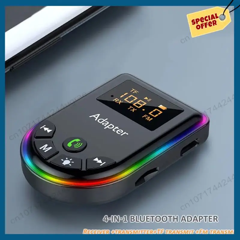 -A15I Trasmettitore Ricevitore Bluetooth 5.3 Display a LED Riproduzione di schede TF RCA Adattatore audio HIFI AUX da 3,5 mm per cuffie TV per PC per auto