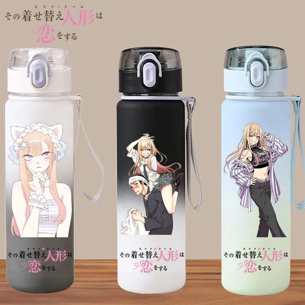 My Dress-Up Darling 560ml Water Cup Kitagawa Marin Water Bottle Sports Students Portable Plastic Drinking Gradient Color Cup