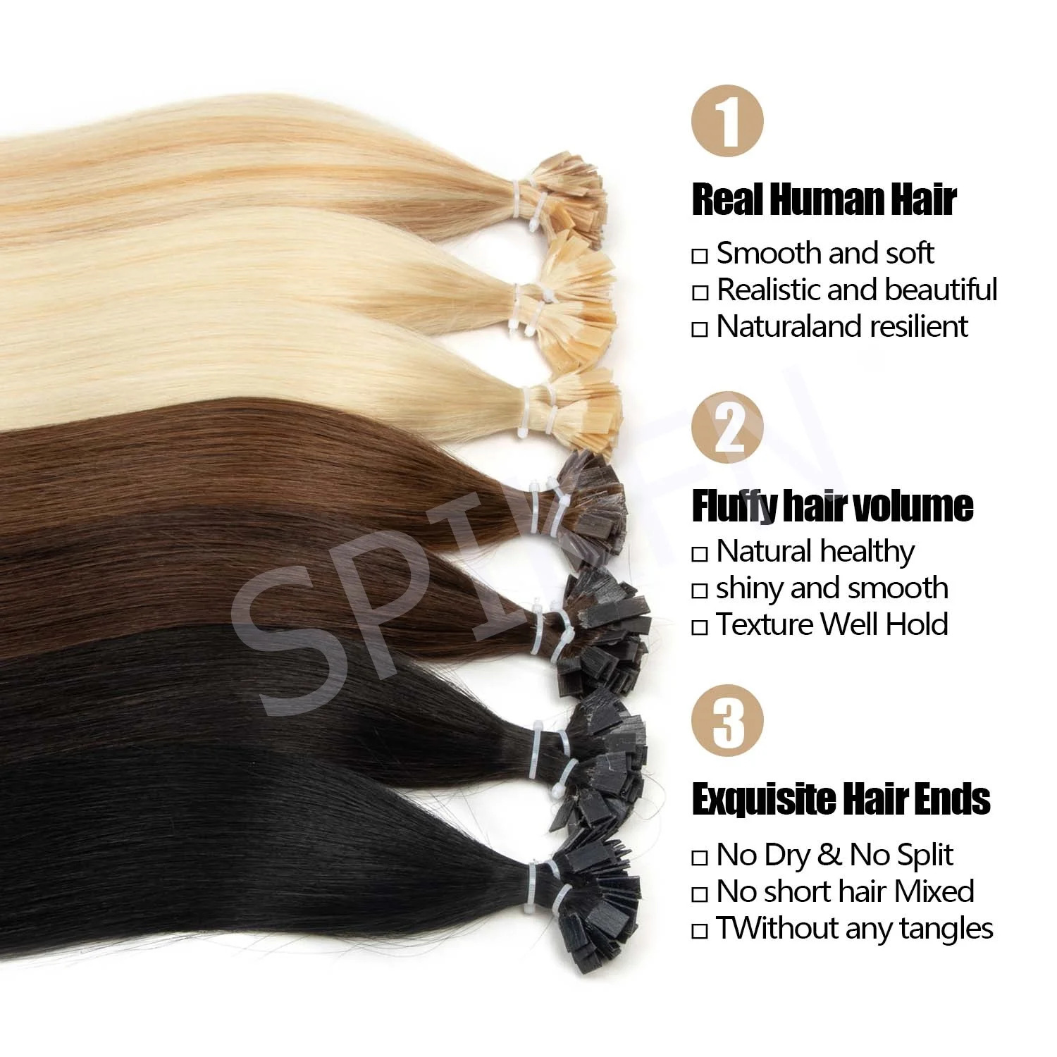 Flat tip hair extensions for woman F Tip U K Tip Fusion Hair Extensions Real Remy Human Hair Brown Balck blonde