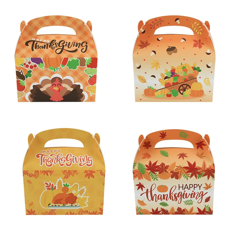 12/24PCS Handle Treat Box Biscuit Baking Apple Paper Candy Cookie Box for Guests Birthday Party Goodies Bag Packaging Favors