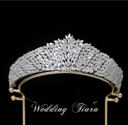 Luxury Bridal Tiara Crown For Wedding Headdress Cubic Zirconia CZ Princess Queen Brides Crowns For Women Prom Party Hair Jewelry