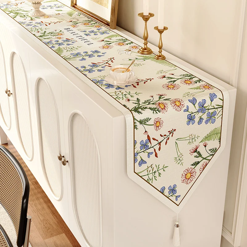 Light Luxury Style Waterproof Table Runner Fashion Long Tablecloth Dining Table Decoration Customizable Shoe Cabinet Accessory