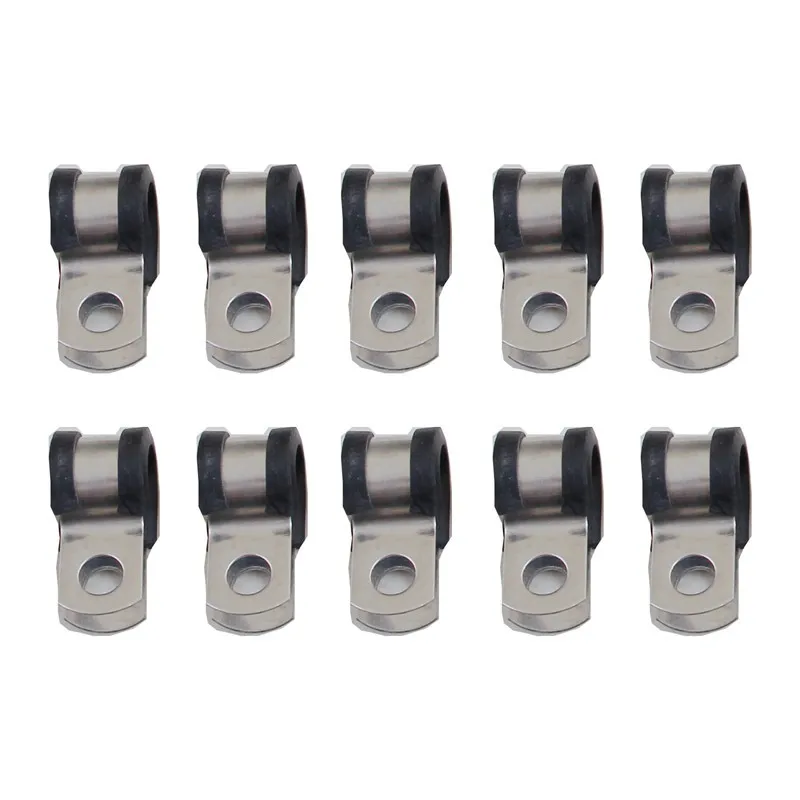 

3/8‘’PA Pipe Stainless Steel Cable Tube Clamp Rubber Cushioned Insulated Wire Clamp Metal Pipe Clamp 10pcs