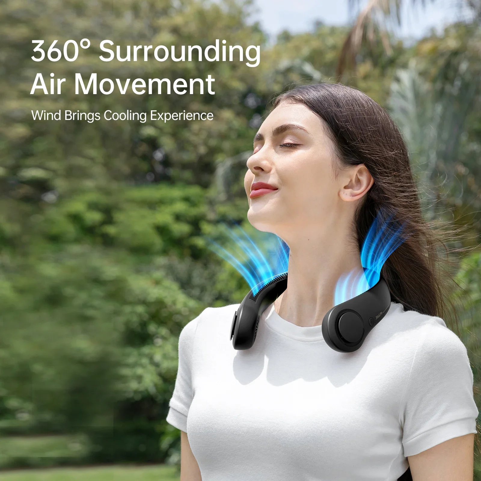 Portable Neck Fan,Hands-Free Bladeless, 5 Speeds,4000 mAh Rechargeable Battery,Twistable Operated Wearable Neckband Fan