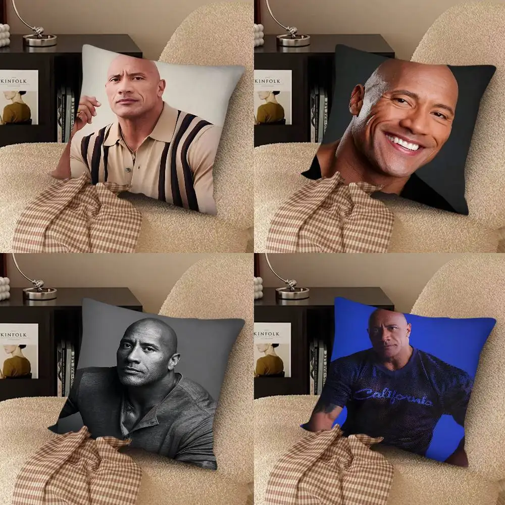 Actor Dwayne Johnson Pillow Case Fashion Square Pillowcase Bedroom Sofa Room Ins Decoration Leisure