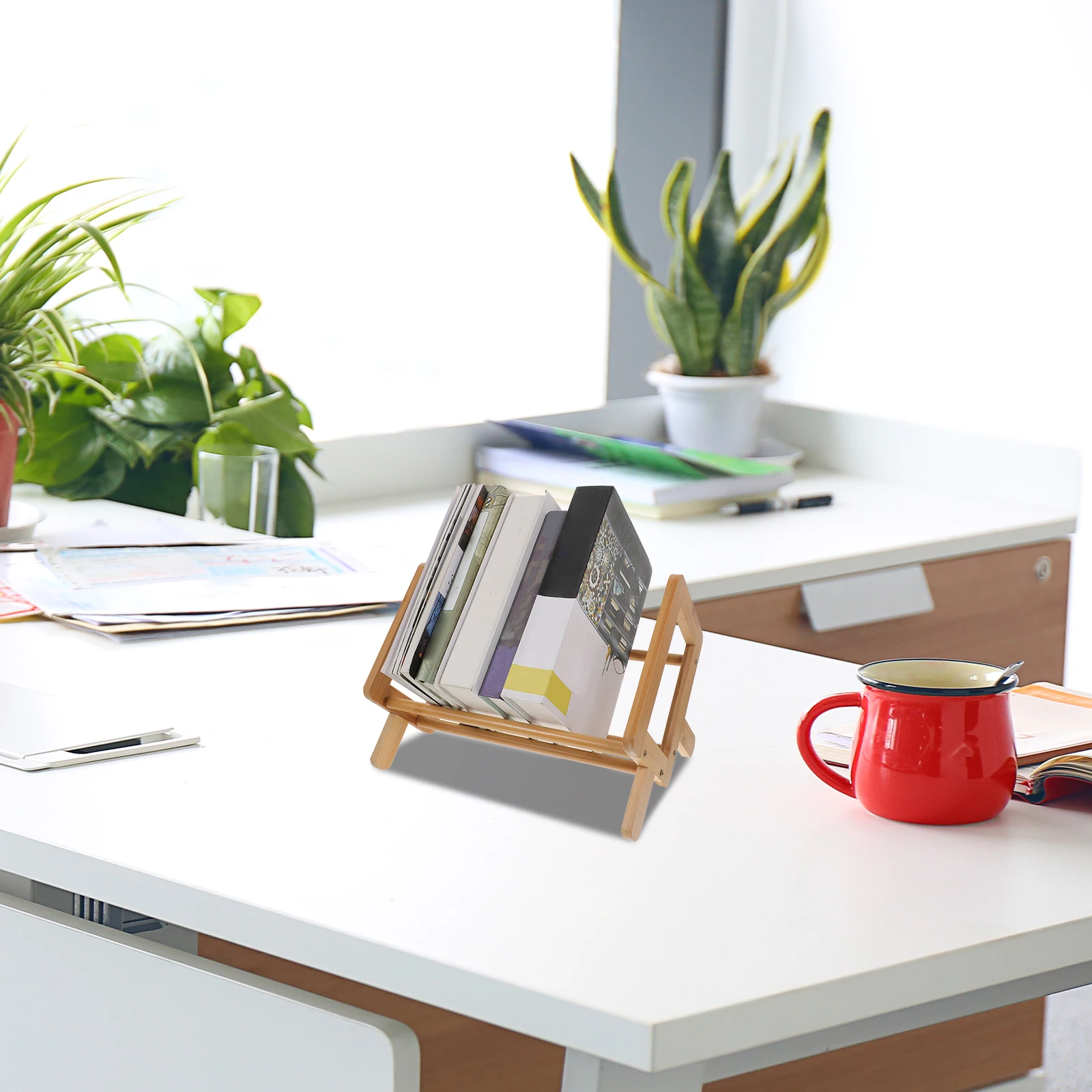 رف كتب مكتبي من الخيزران لتخزين الكتب، منظم قوي للكتب والمجلات والمستندات والمكتب والمنزل والفصول الدراسية والمكتبة