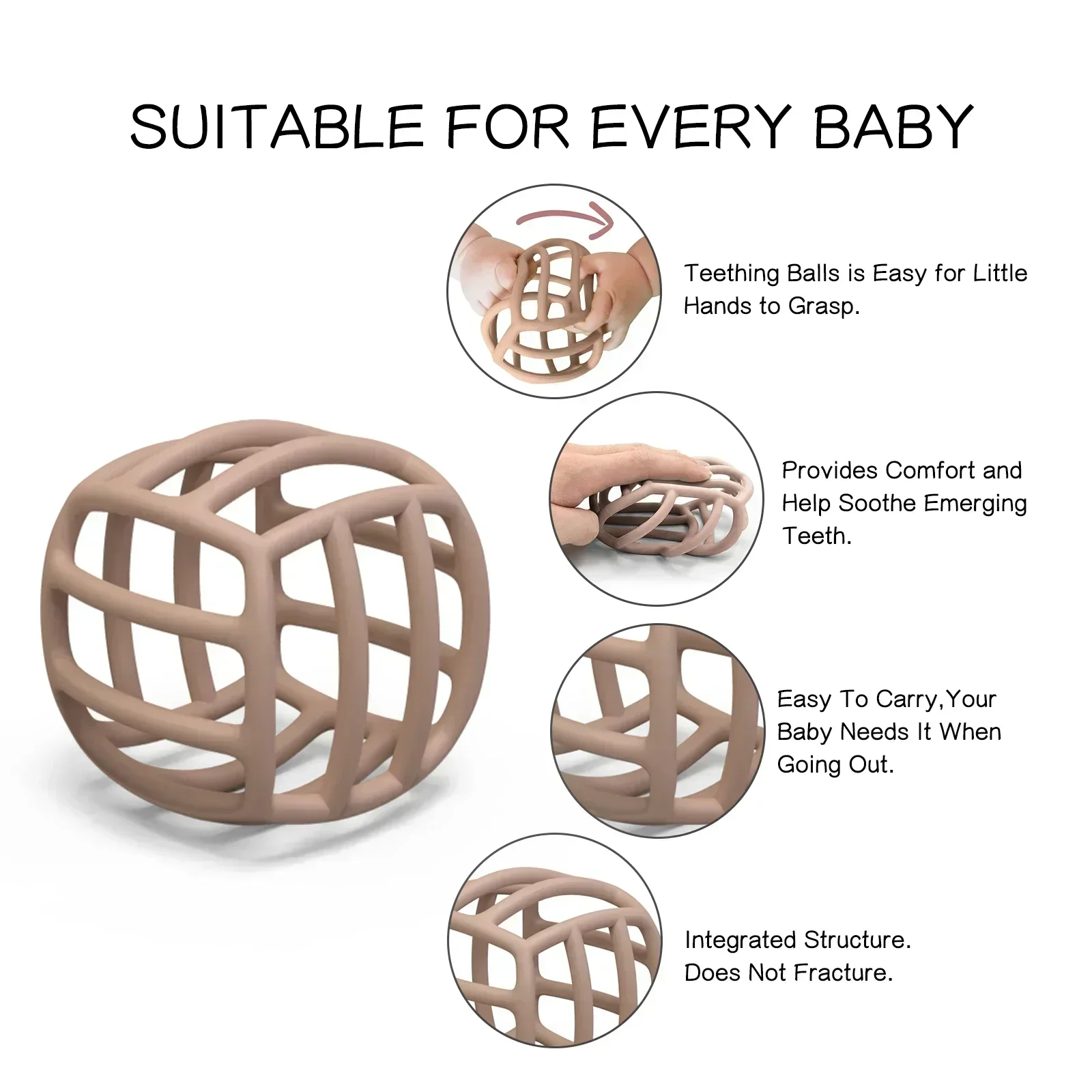 WOLIFE 1PC Baby Siliconen Bijtring Zuigelingen Molaire Speelgoed Kleurrijke Siliconen Kauwen Bijtring Bal Gemakkelijk Te Reinigen Cadeau Voor Baby BAP gratis