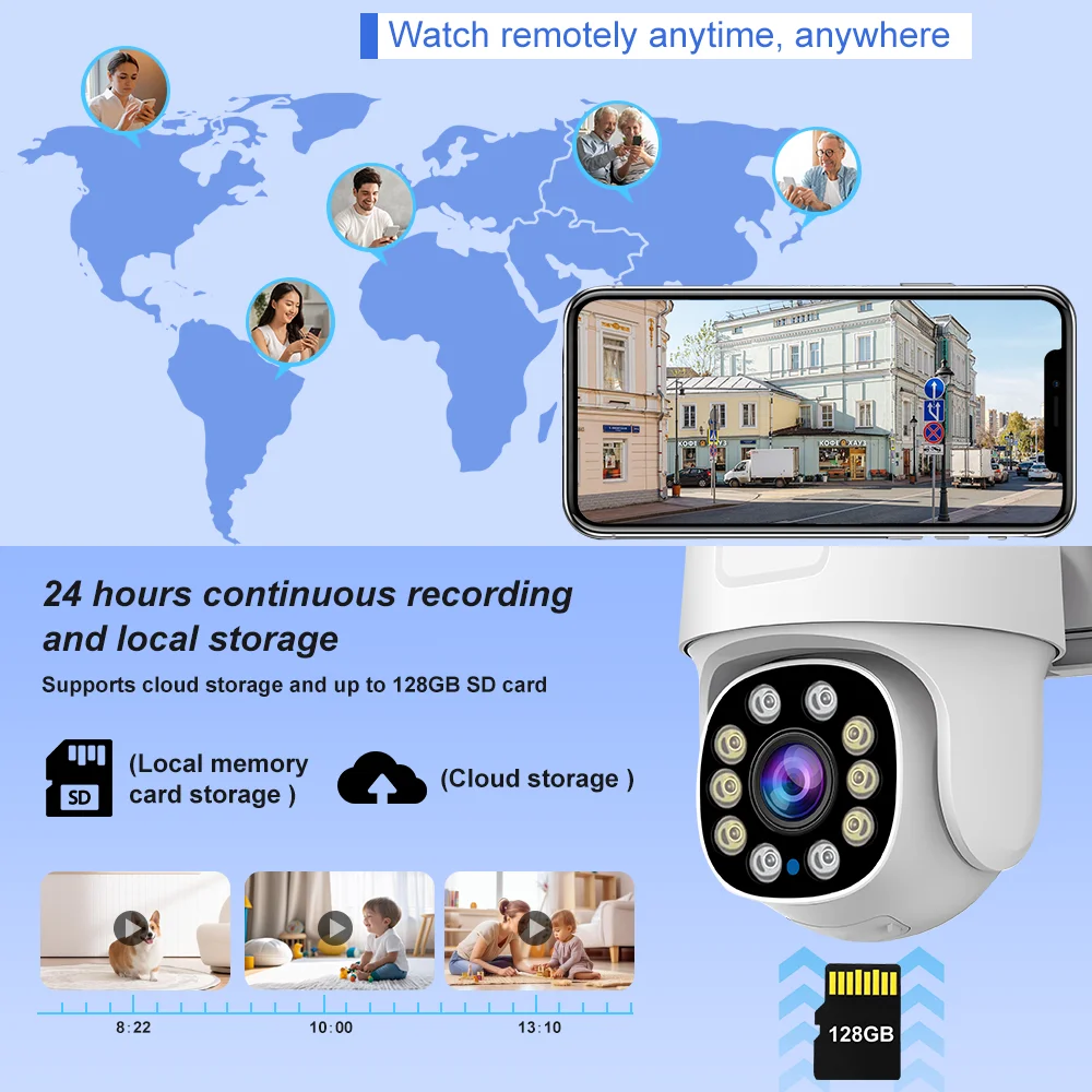 Tuya Smart Wifi PTZ Camera Outdoor Waterproof Security Camera Full Color Night Vision Audio Surveillance Human Motion Detection