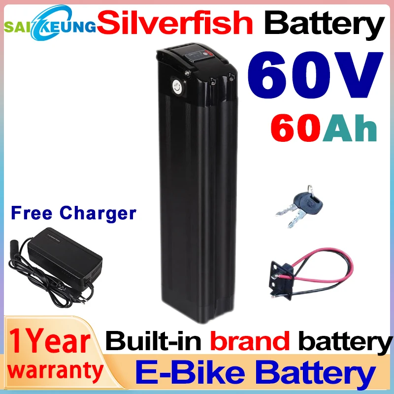 

Silverfish 60V batterie 20Ah 25ah 30Ah 40Ah 50Ah 60Ah batterie vélo électrique 18650 kit de conversion haute puissance 750-3000w