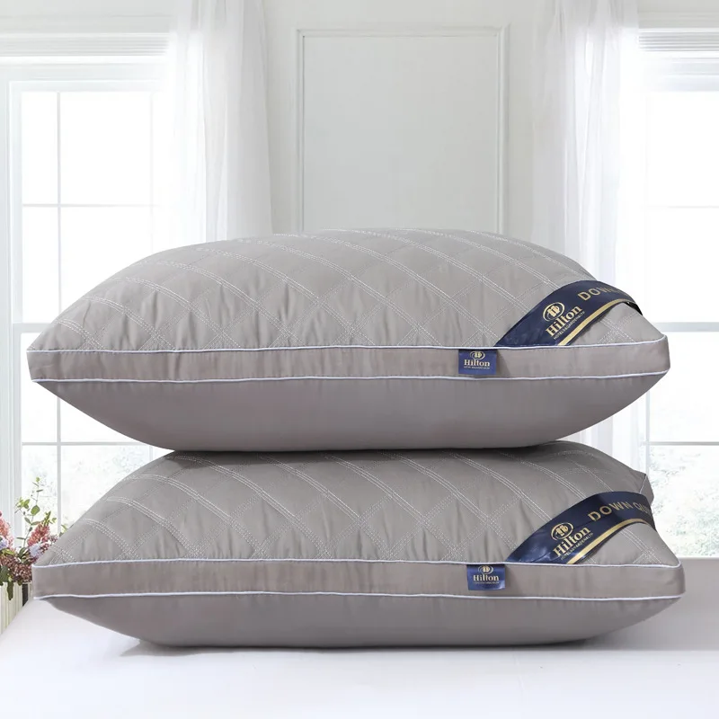 Bedroom Bed Sleep Cervical Pillow Middle-high Pillow Core Frosted Thickened Machine Wash Quilt Cover White 5star Hotel Home