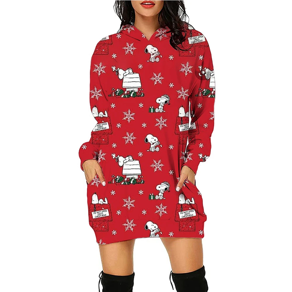 New Christmas Snoopy Printed Hoodie Sportswear Women\'s Christmas Printed Hoodie Dress Casual Fashion Street Women\'s Wear