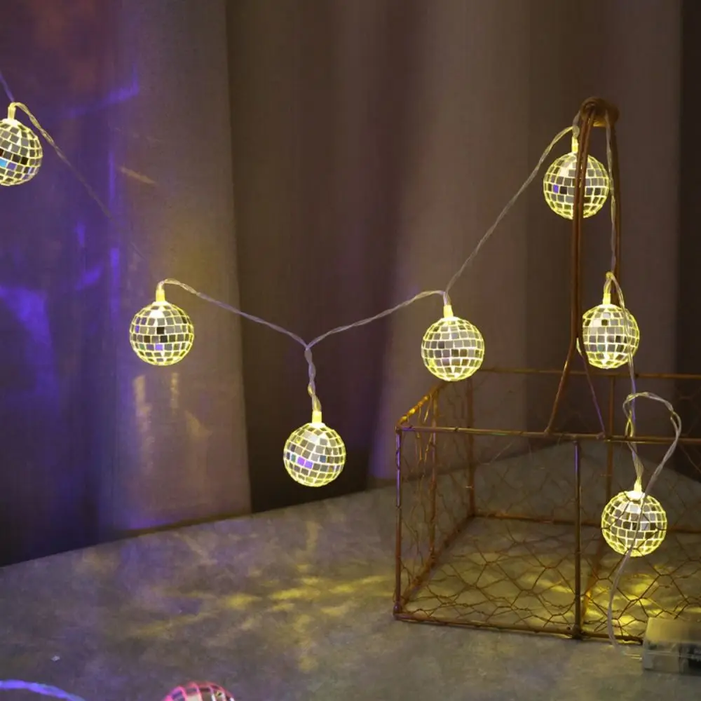 

Mini LED Disco Ball String Lights Multicolor Waterproof Mirror Disco Ball Lights Colorful 20/40 LED Holiday String Lights