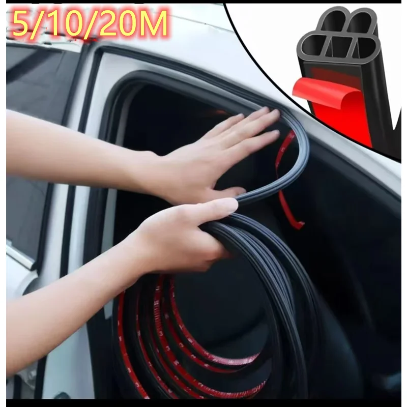 Car Door Seal Strip Rubber Double-layer Thickened Sealing Protector Soundproof Waterproof Weather Strips for Car Door Hood Trunk view 6