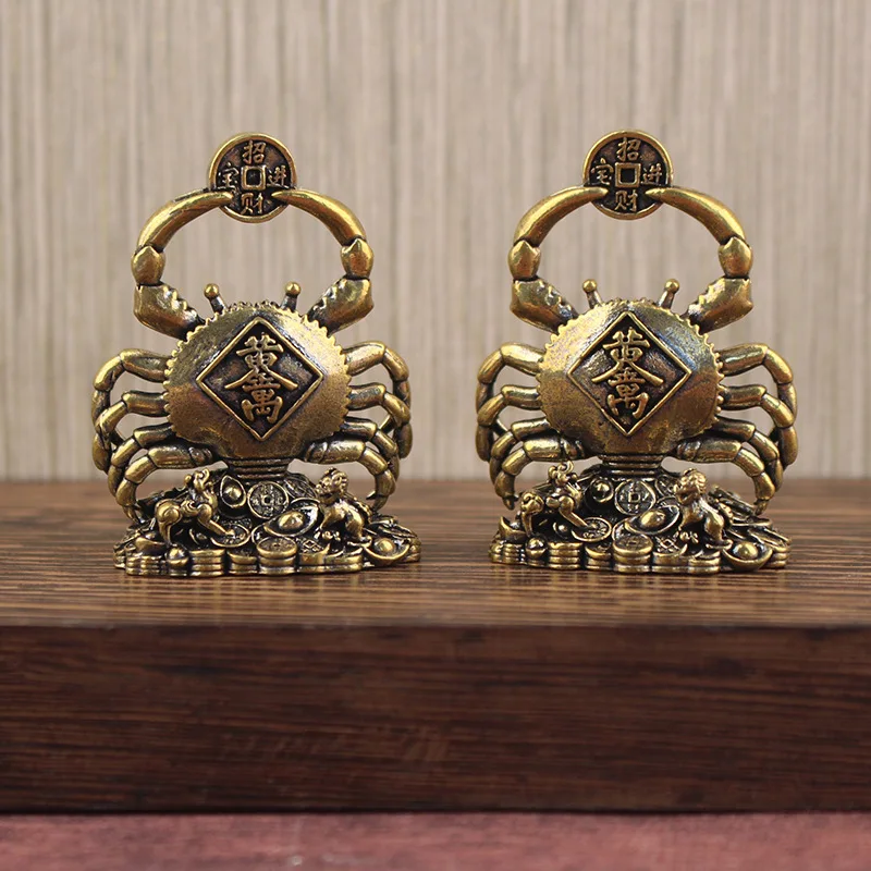 Money Desk Display Stand Brass Tai Chi Crab Desktop Small Ornament