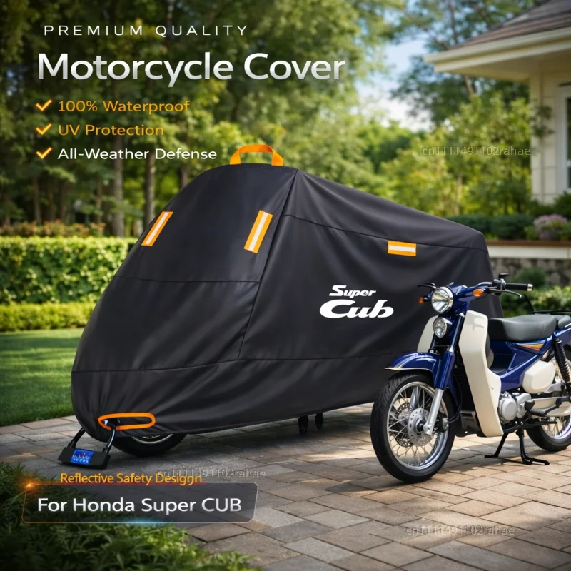 

For Honda C70 C125 Outdoor Motorcycle Cover Waterproof Heavy Duty Polyester Tarpaulin UV Protective Rain Dust Sun Scooter Cover
