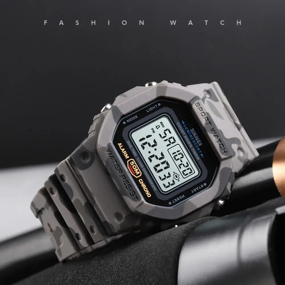 

SKMEI Fashion Retro Male Watches Multifunctional Digital Sports Watch Men 2 Time Count Down Mens Wristwatches reloj hombre 1628