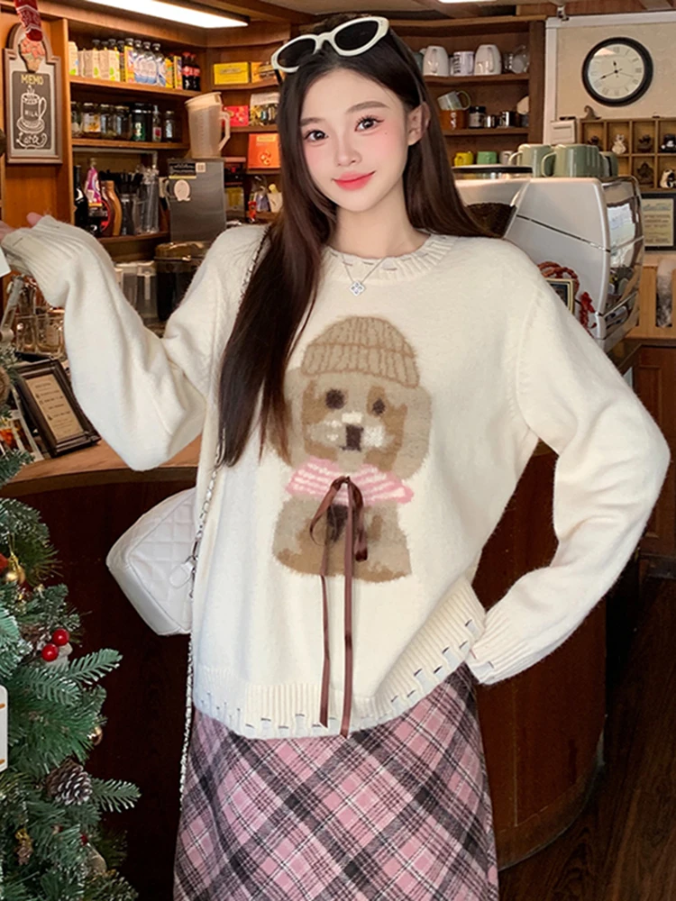 

Новинка весенней коллекции: Женский вязаный свитер с длинным рукавом, мягкий, с жемчужной отделкой, для дома, путешествий и активного отдыха