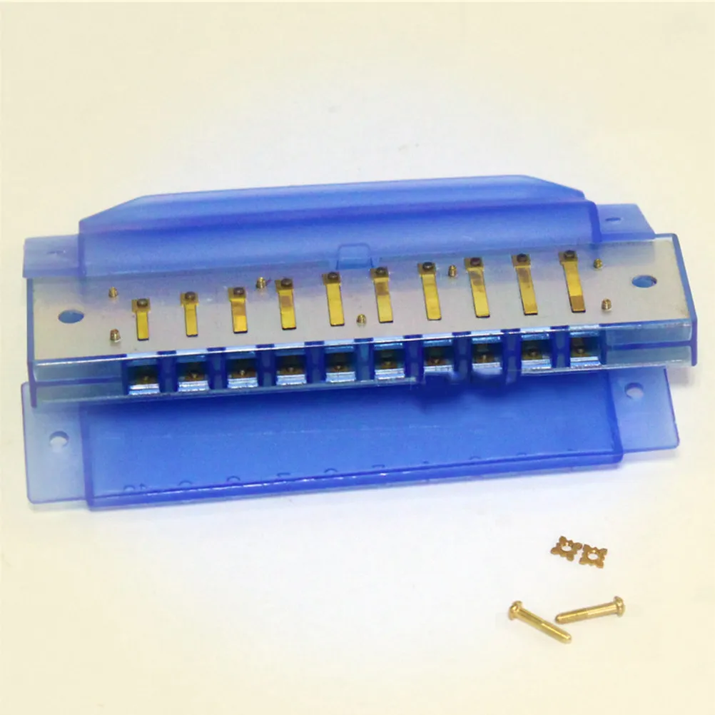 10 Hole Harmonica Plastic Material Clear Tone Rich Timbre Beginner Friendly Compact Design Musical Skill Development Blue