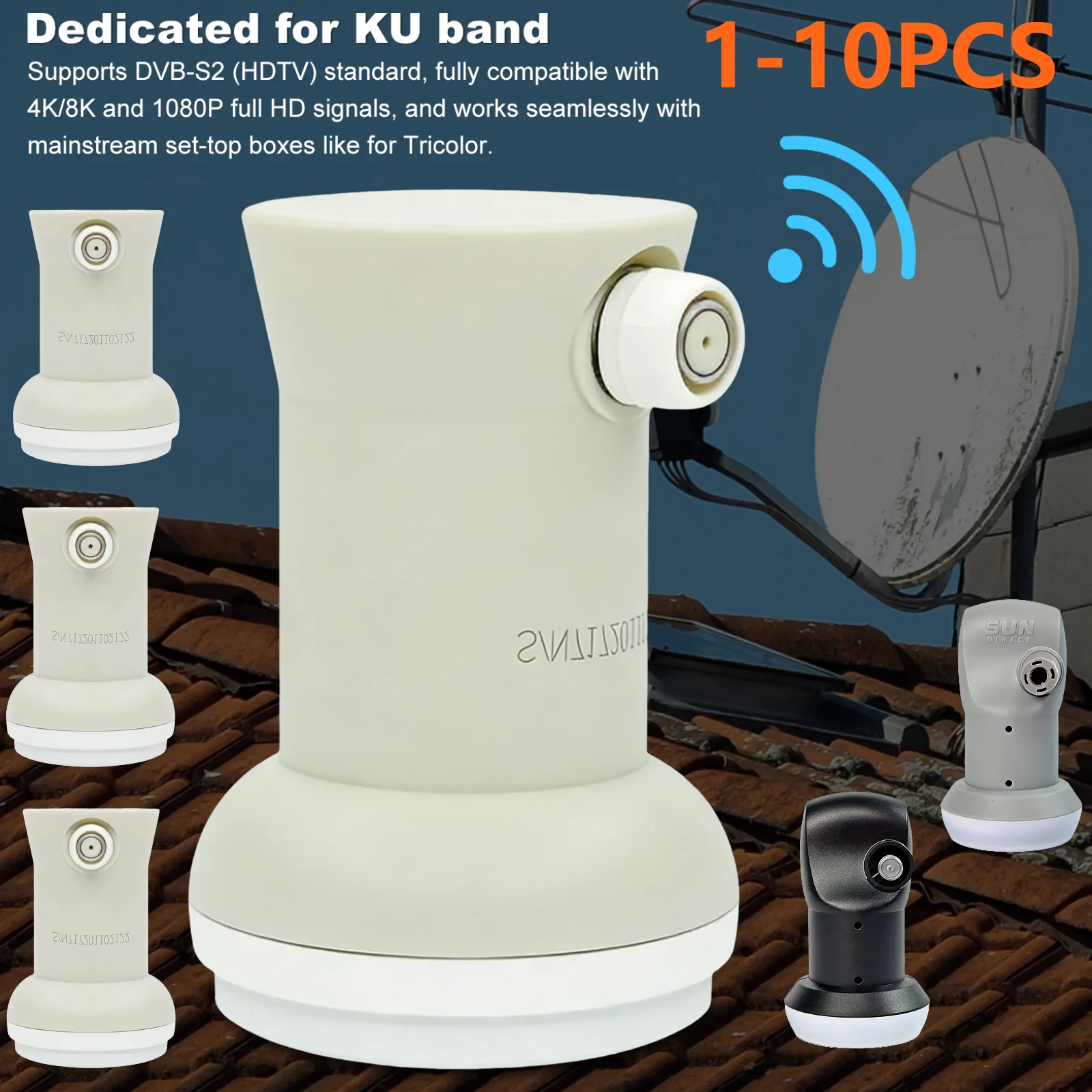 Single KU Band LNB 0.1db Polarized HD Digital Satellite Signal Receiver High Gain Low Noise Linear Satellite Dish for Tricolor